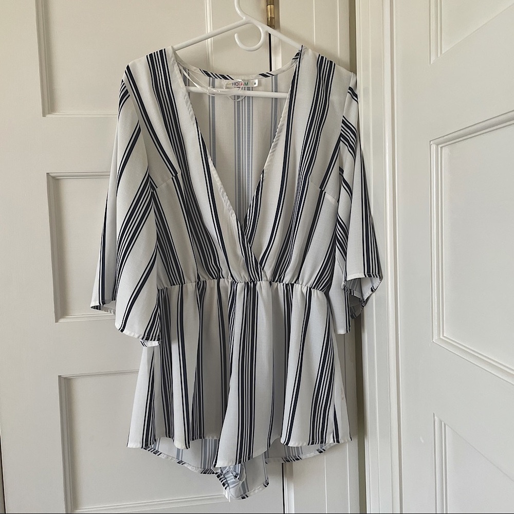 Blue and white striped romper!
